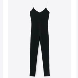 NWT Zara Black with White Trim Jumpsuit Playsuit Romper - Size Small